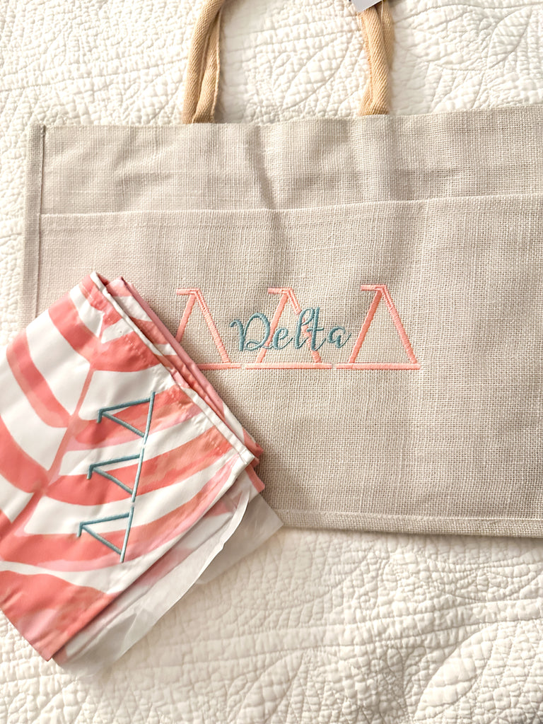 Greek Monogram beach Bag