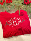 Monogrammed Christmas Shirt- Holiday shirt- girls Christmas shirt- Embroidered Christmas Shirt - Christmas Sweater