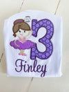 Monogrammed Ballerina Birthday Shirt- Monogrammed Birthday Shirt- Girls Dance Shirt- 3rd Birthday Shirt - Ballerina Shirt - Recital Shirt