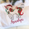 Monogrammed Christmas Unicorn Shirt- Holiday shirt- girls unicorn Christmas - Embroidered Christmas Shirt - Christmas unicorn