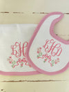 Baby Girl Monogram Burp Cloth Set - Baby Shower Gift - Monogrammed Bib - Monogrammed Girls gift - Baby Gift - Boutique Baby Gift