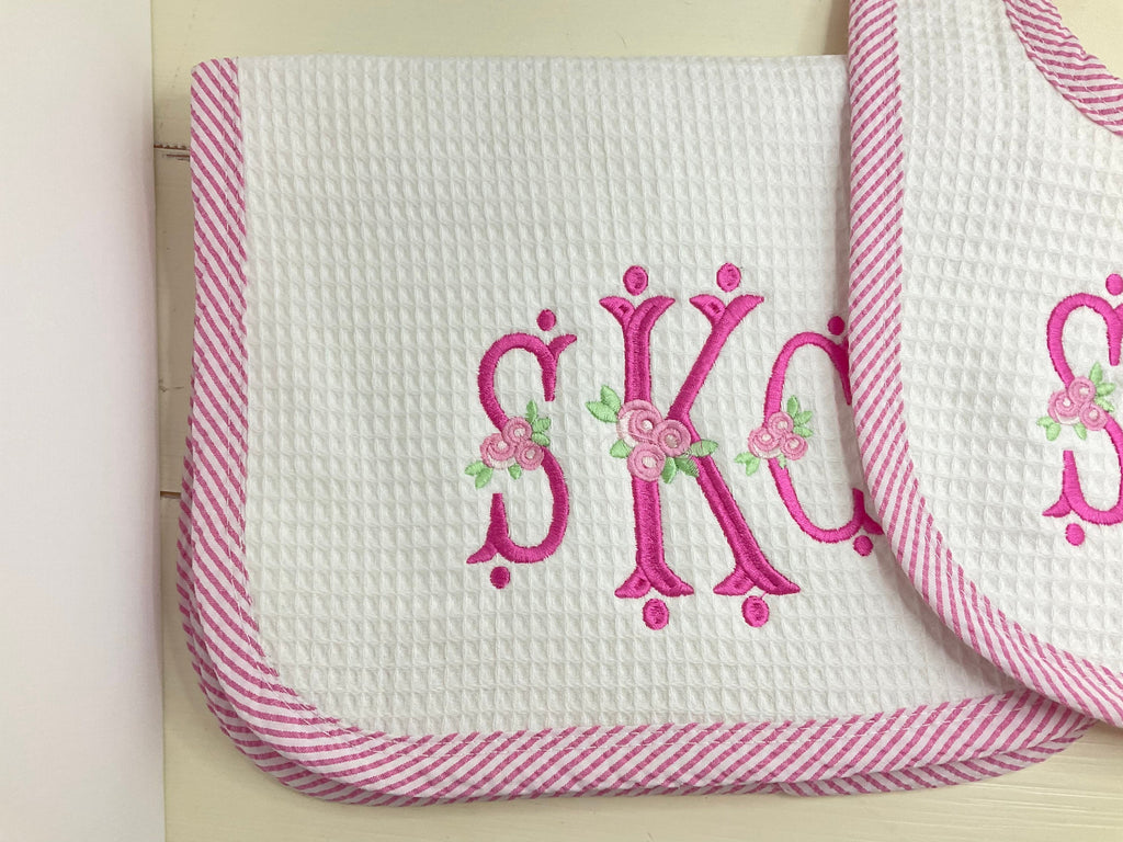 Baby girl embroidered Burp Cloth - Baby Shower Gift - Monogrammed Girls gift - Baby Gift - Boutique Baby Gift