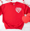 Monogram valentine sweatshirt - Embroidered Valentine Sweatshirt - Girls Valentine sweater- monogram sweatshirts