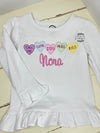 Girls Monogram Valentines -Candy Heart Valentine Embroidery Shirt - Valentine's Shirts Monogrammed - Valentine's Hearts Shirts -