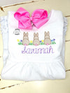 Monogram Easter Shirt -Girls Easter Bunnies Shirt - Easter Embroidery  shirt - Kids Easter Shirt