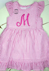 Seersucker Summer Dress- Girls Dress- Monogrammed Spring Dress