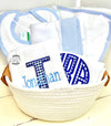 Baby Shower Gift Basket - Baby Shower Gift- Monogrammed Baby boy Gift set