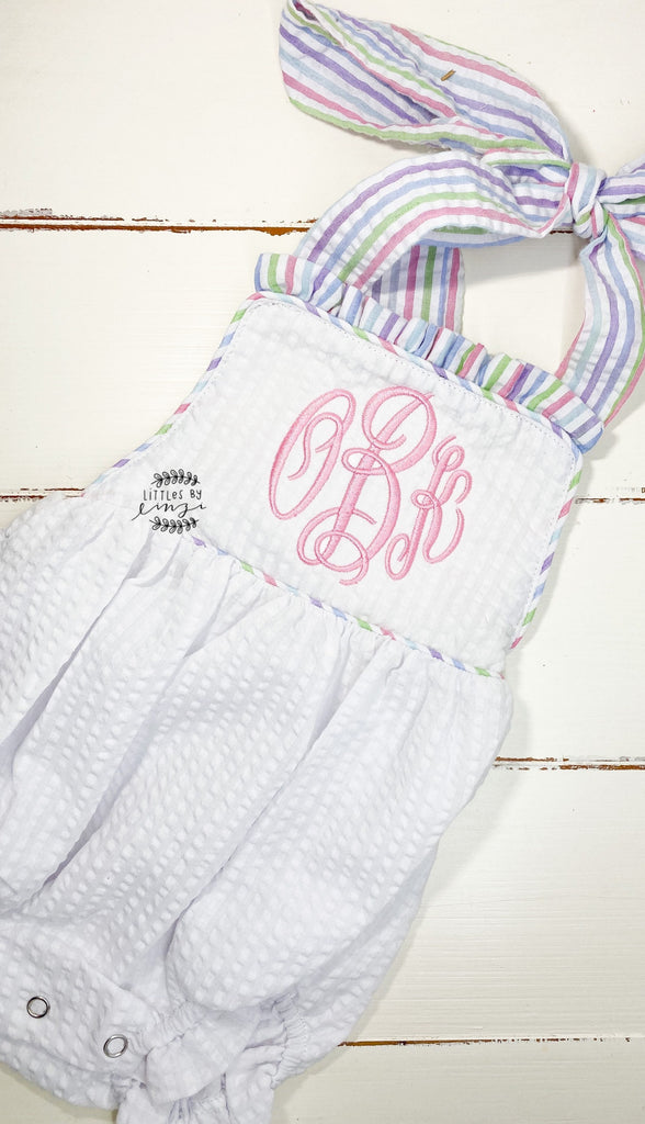 Baby Girl Bubble- Easter Sunsuit - Baby Seersucker Sunsuit  - Kids Sunsuit - Easter dress