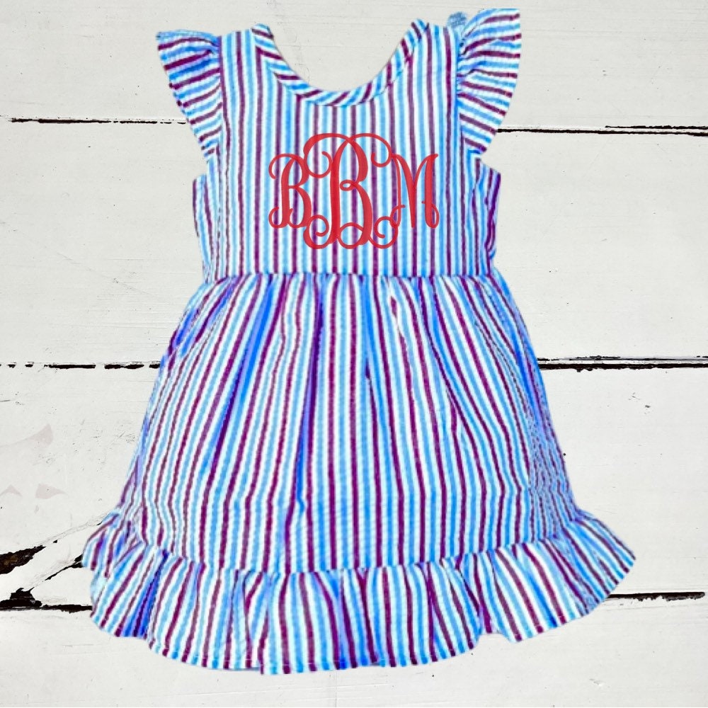 4th of July Summer Dress- Girls Patriotic Dress- Monogrammed Memorial –  Littles By Linzi