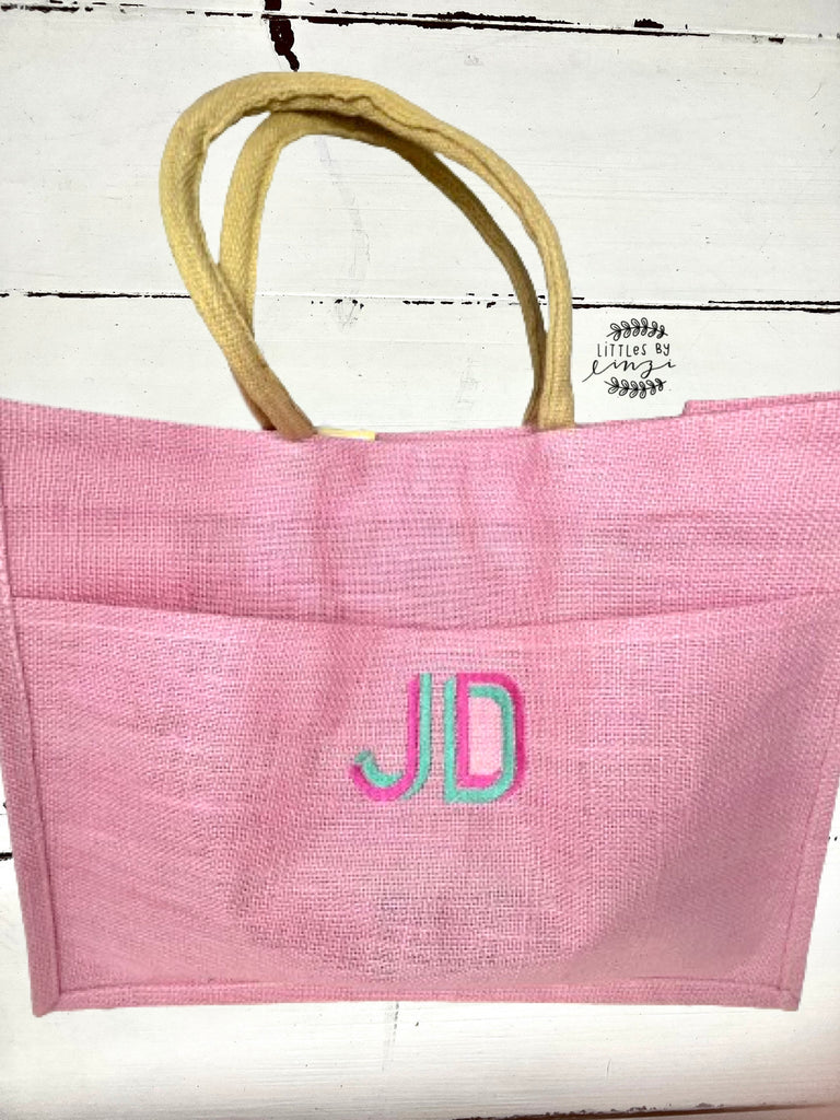 beach bag- personalized beach tote - summer bag - teacher gift- travel tote bag- market bag - jute tote bag - embroidered bag