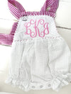 Baby Girl Bubble- Newborn Sunsuit - Baby Seersucker outfit  - Kids Sunsuit - pink baby dress