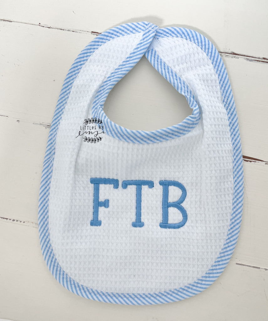 Baby Bib  - Baby Shower Gift - Monogrammed Gift - Monogrammed baby bib - Baby Gift - Boutique Baby Gift - Seersucker Gift