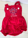 America Baby Outfit- Memorial Day Sunsuit - Red White Blue Dress  - Baby Girl Bubble Monogram - Patriotic Outfit