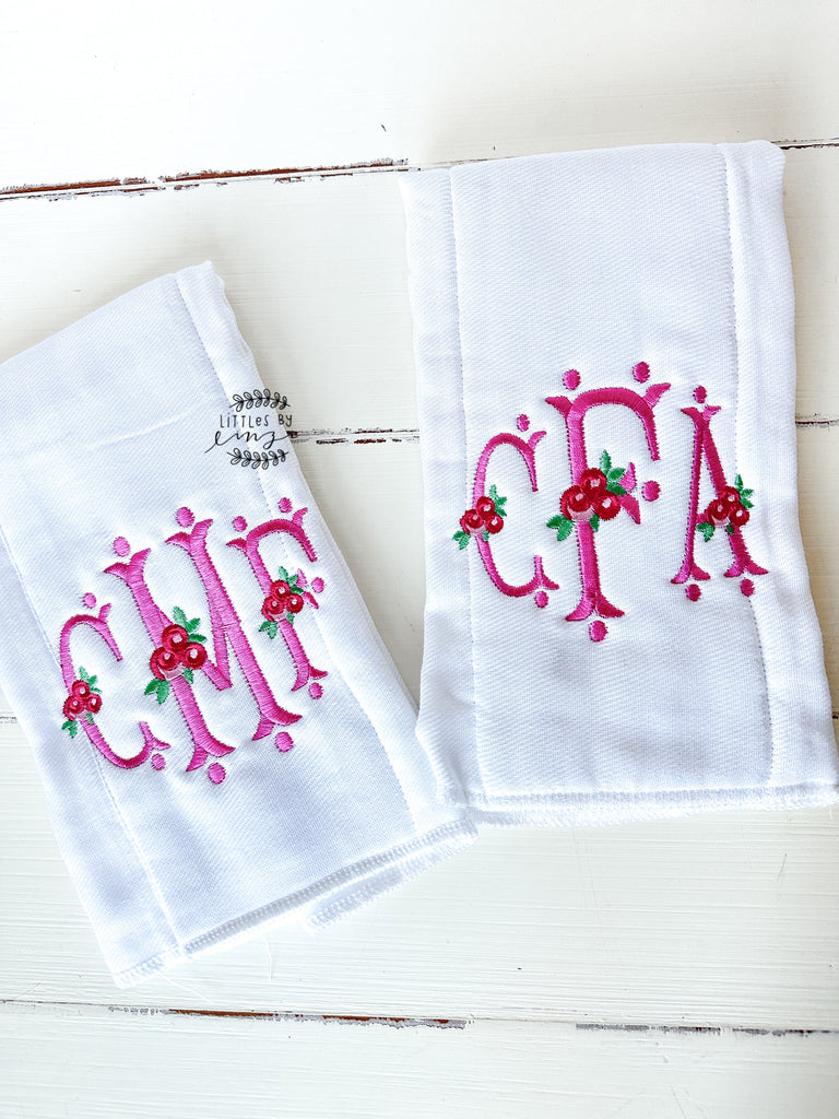 Twin girls baby gift - Monogrammed Burp cloth Set - Twin girl Gift - Baby shower gift - baby gift - personalized gift