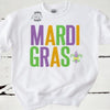 Adult Mardi Gras Sweater - Parade Sweatshirt - Ladies Embroidered Mardi Gras Sweatshirt Block Letters