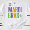 Mardi Gras sweater - Parade Sweatshirt - Embroidered Mardi Gras Block Letters- Fat Tuesday shirt