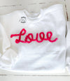 Chenille yarn valentine sweatshirt - 3D Embroidered Valentine Sweatshirt - Girls Valentine sweater- Love Yarn sweater